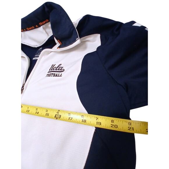 Y2K 2010 Adidas UCLA Footbal Track Scorch Jacket Sz L White Blue Full Zip Logo - Picture 14 of 16